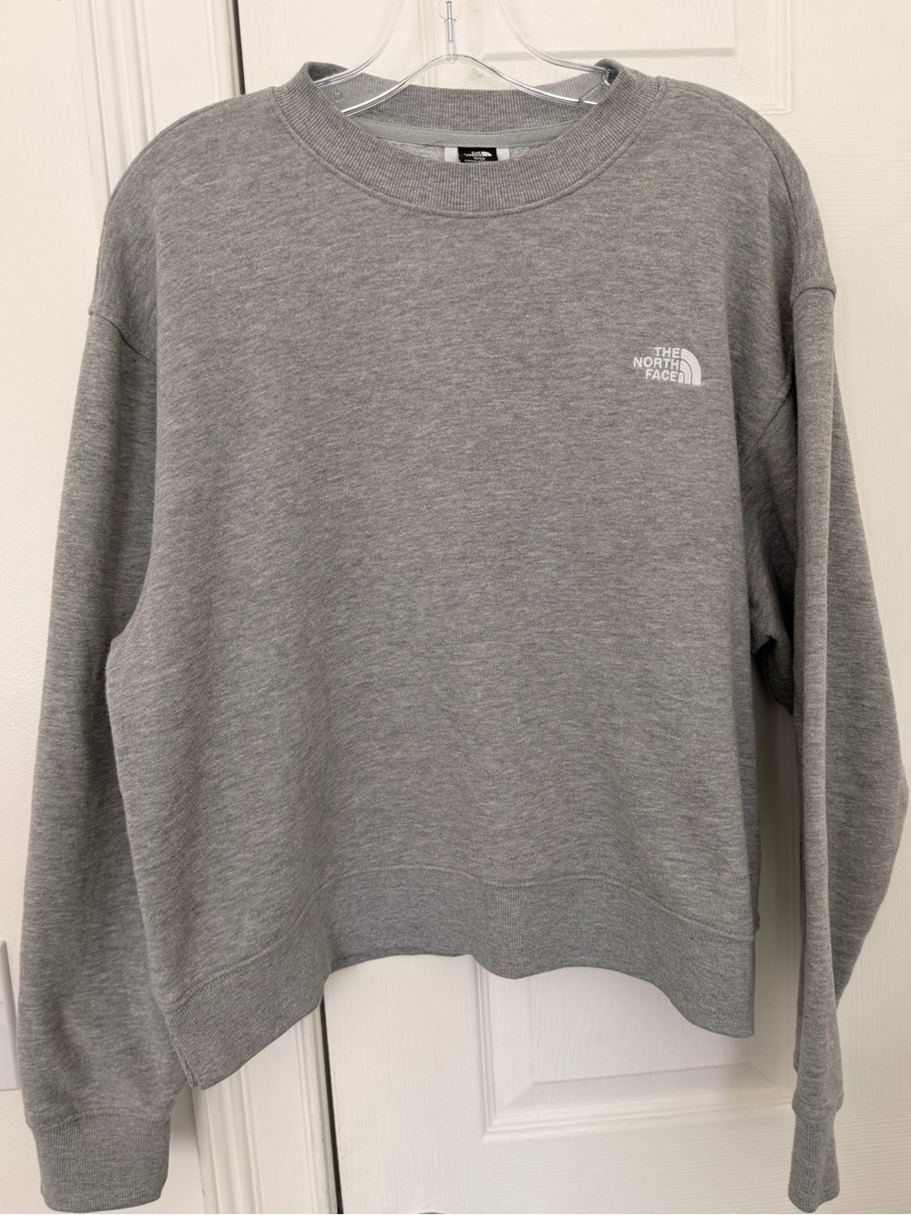 The North Face Women's Heather Gray Crew Sweatshirt with Logo- Medium